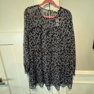 Loft- navy & white chiffon dress